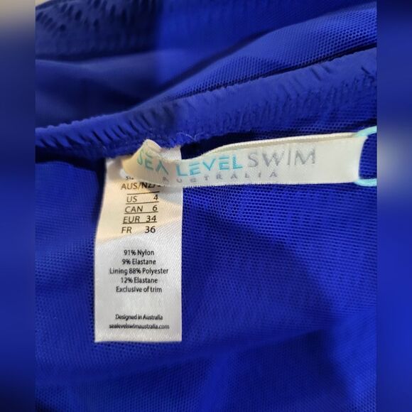 Sea Level Swim Messina One-Shoulder Tie Waist One-Piece Swimsuit NWOT sz 4 Blue - Picture 4 of 4
